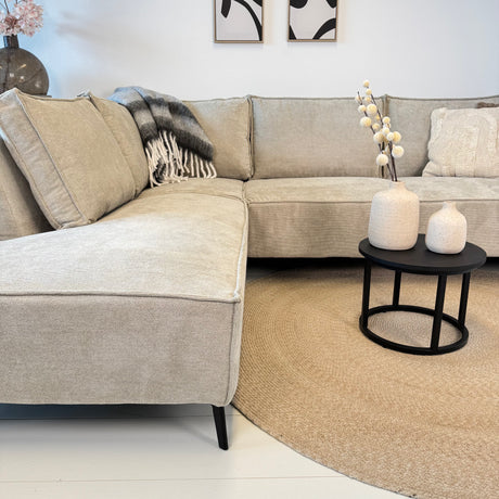 Ecksofa Yara mit Chaiselongue links in Chenille Beige