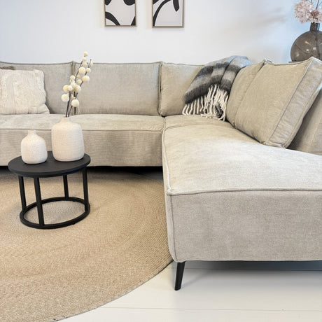 Ecksofa Yara mit Chaiselongue rechts in Chenille Beige