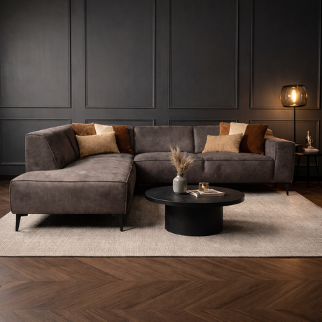 Industrielle Ecksofa anthrazit Eco-Leder Brisbane - links 