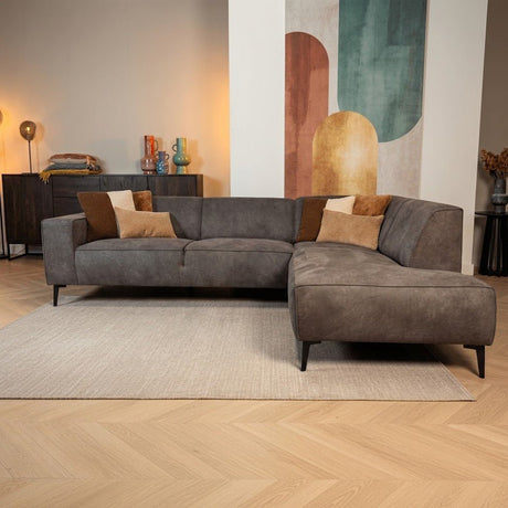 Industrielle Eckbank Anthrazit Eco-Leder Brisbane - rechts 