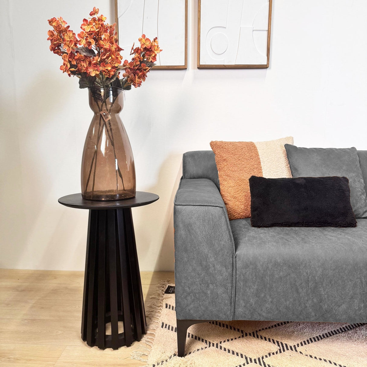 Ecksofa Davidson Mikrofaser Anthrazit mit kompakter Lounge - Rechts 