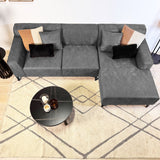 Ecksofa Davidson Mikrofaser Anthrazit mit kompakter Lounge - Rechts 