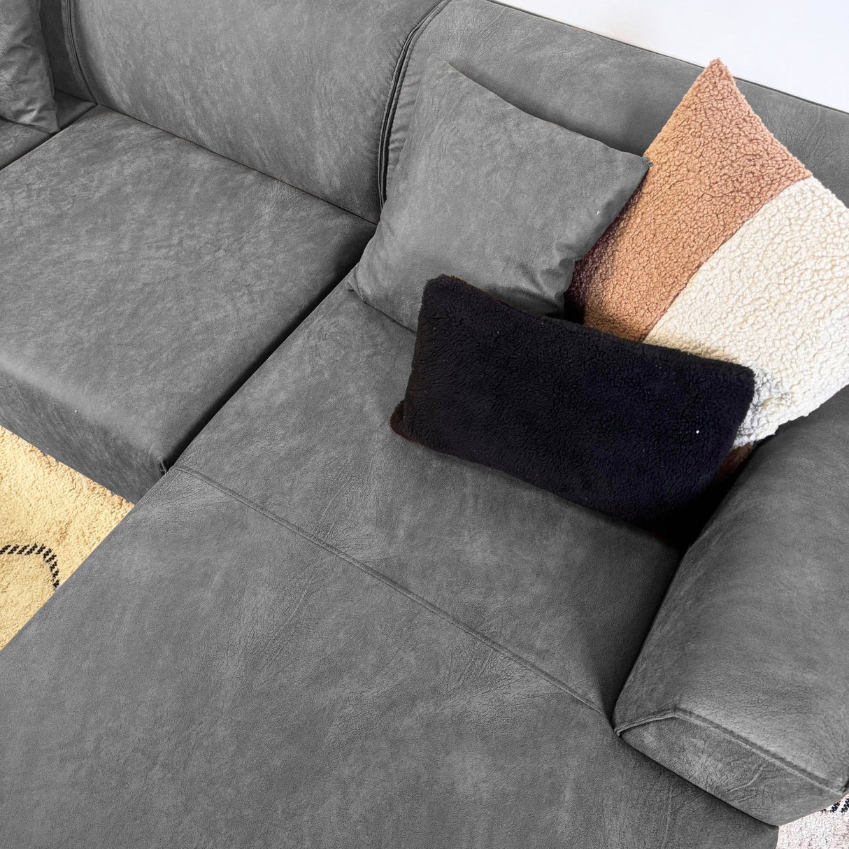 Ecksofa Davidson Mikrofaser Anthrazit mit kompakter Lounge - Links 