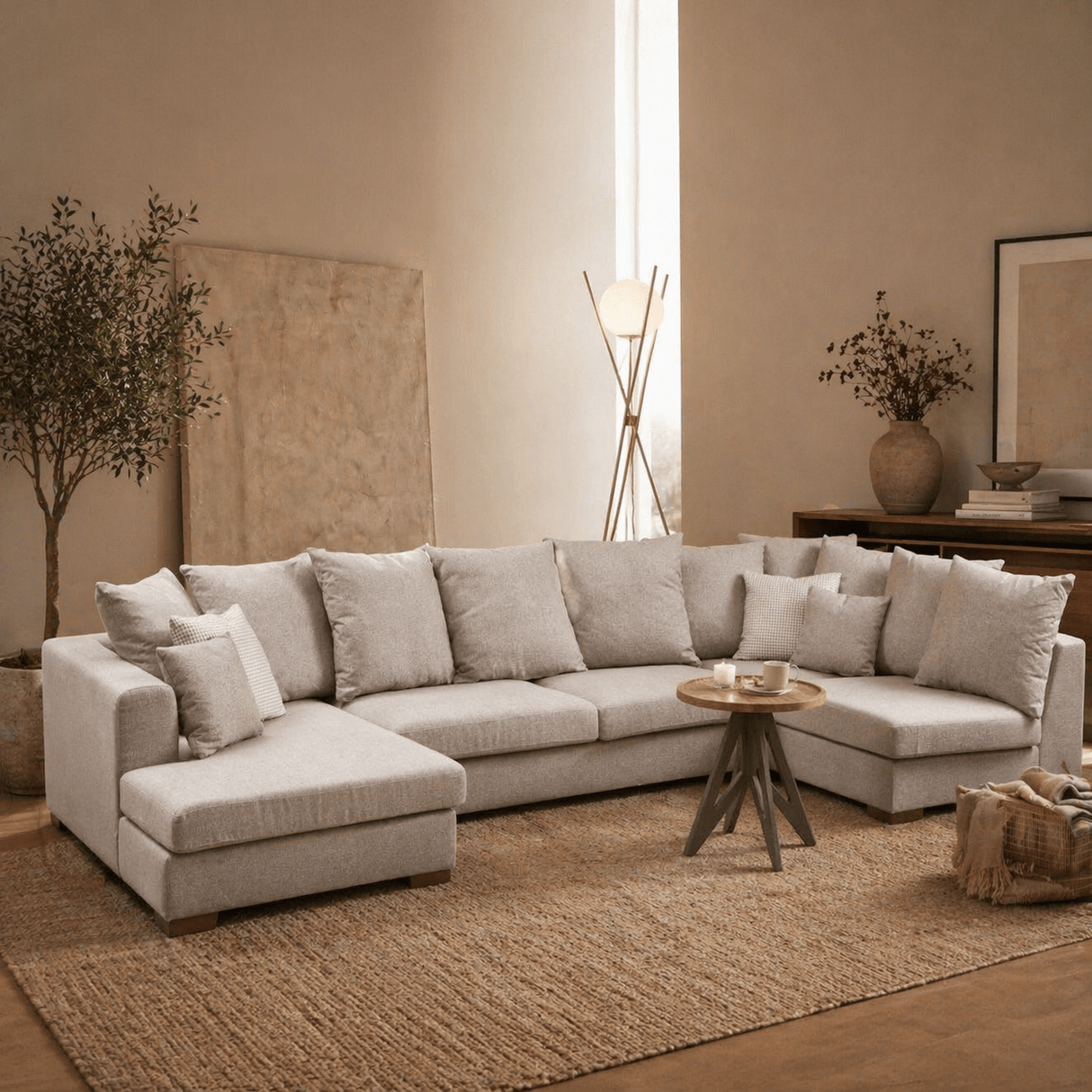 Ecksofa beige U-Form – Polyester – 380 cm – Colorado