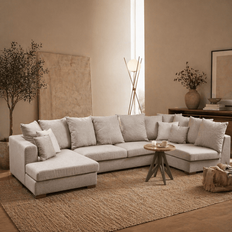 Ecksofa beige U-Form – Polyester – 380 cm – Colorado