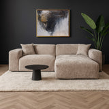 Ecksofa Wayne aus Chenille in Beige, 264 cm – Ecke links und rechts montierbar