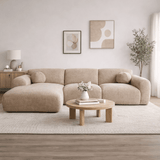 Banken - Hoekbank zand chenille stof - 292x169 cm - Shane - links - Dimehouse