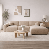 Banken - Hoekbank zand chenille stof - 292x169 cm - Shane - rechts - Dimehouse