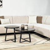Ecksofa mit Chaiselongue aus beigem Chenille-Stoff Manon - rechts 