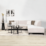 Ecksofa mit Chaiselongue aus beigem Chenille-Stoff Manon - rechts 