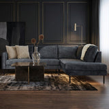 Ecksofa in Anthrazit-Velours Gaya - rechts 