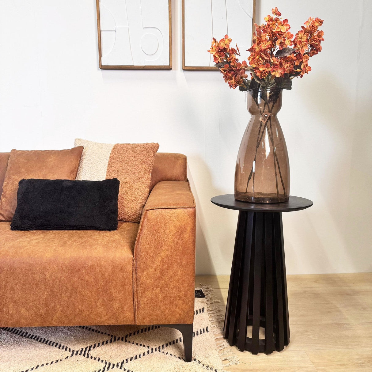 Ecksofa Davidson Mikrofaser Cognac mit kompakter Lounge - Links 