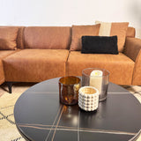Ecksofa Davidson Mikrofaser Cognac mit kompakter Lounge - Links 