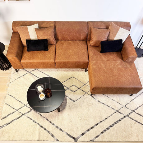 Ecksofa Davidson Mikrofaser Cognac mit kompakter Lounge - Rechts 
