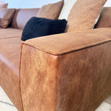 Ecksofa Davidson Mikrofaser Cognac mit kompakter Lounge - Links 