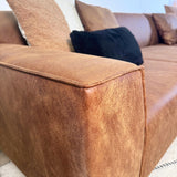 Ecksofa Davidson Mikrofaser Cognac mit kompakter Lounge - Rechts 