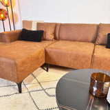 Ecksofa Davidson Mikrofaser Cognac mit kompakter Lounge - Links 