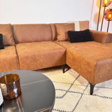 Ecksofa Davidson Mikrofaser Cognac mit kompakter Lounge - Rechts 