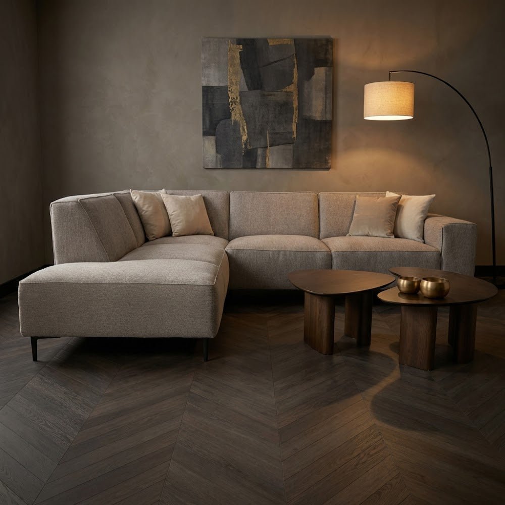 Ecksofa Grauer Chenille-melierter Ravi – Links