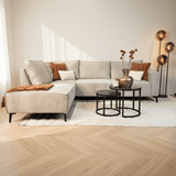 Ecksofa mit Chaiselongue beige Chenille Yara - links 