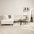 Banken - Ecksofa mit Chaiselongue beige Chenille Stoff Manon - links - Dimehouse