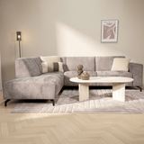 Ecksofa mit Chaiselongue in Taupe Chenille Stoff Manon - links 