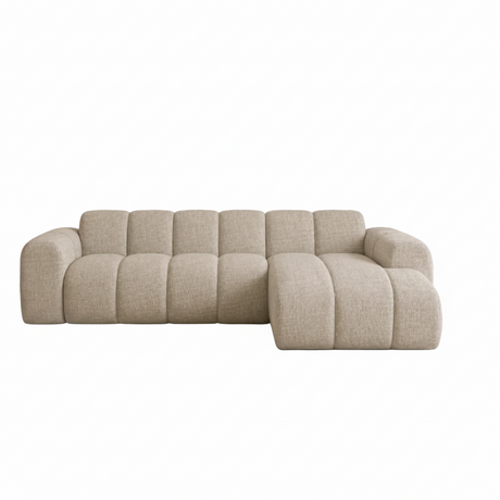 Ecksofa mit Lounge-Sand-Samtstrukturstoff – Streifen – rechts – Brix