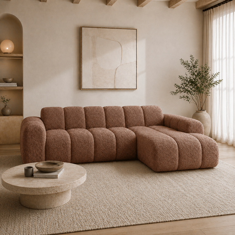 Ecksofa Mit Lounge Koper Bouclé Stof - Strepen - Rechts - Brix