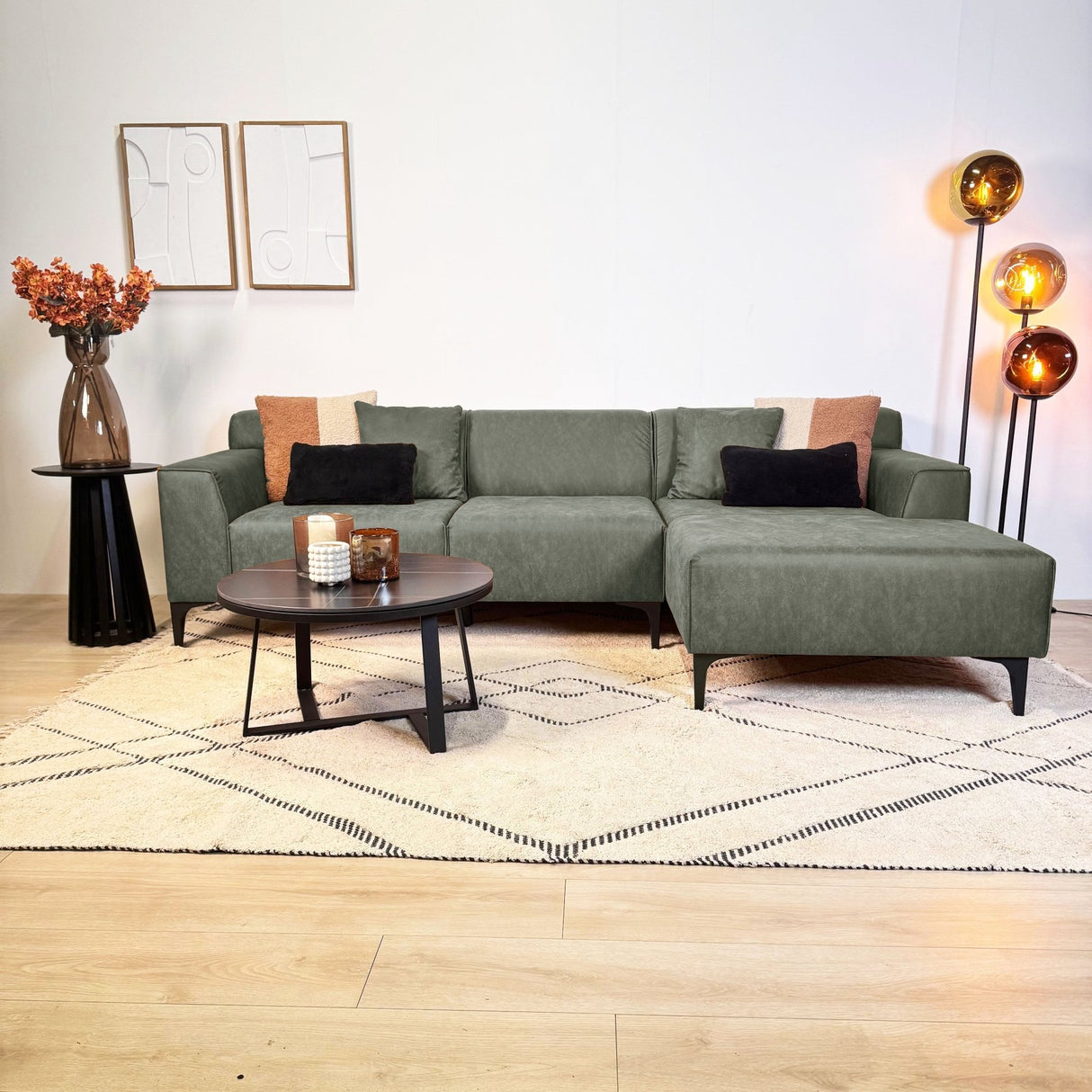 Ecksofa Davidson Grün Rechts - Mikrofaserstoff 