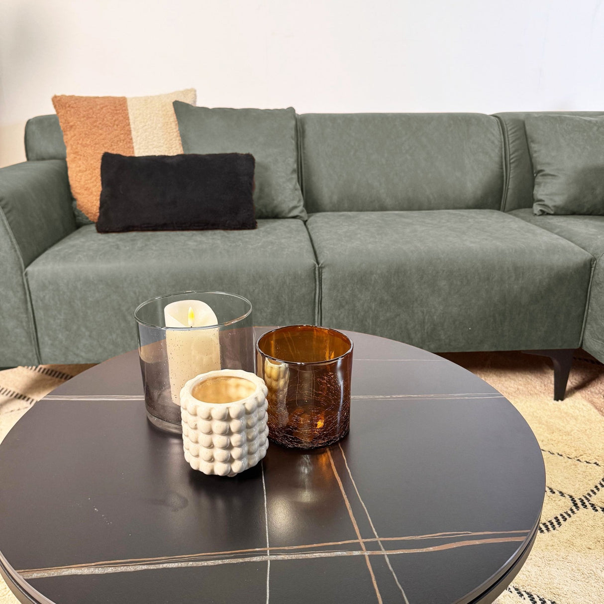 Ecksofa Davidson Grün Rechts - Mikrofaserstoff 
