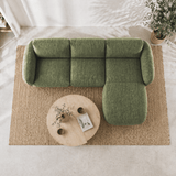 Ecksofa Runder Lounge-Stoff aus olivgrünem Samt mit Struktur Dwayne – rechts