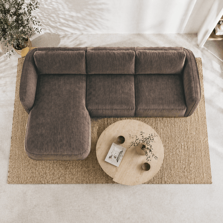 Ecksofa Chaiselongue mokka braun Strukturstoff Dwayne – links