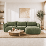 Ecksofa Runder Lounge-Stoff aus olivgrünem Samt mit Struktur Dwayne – rechts