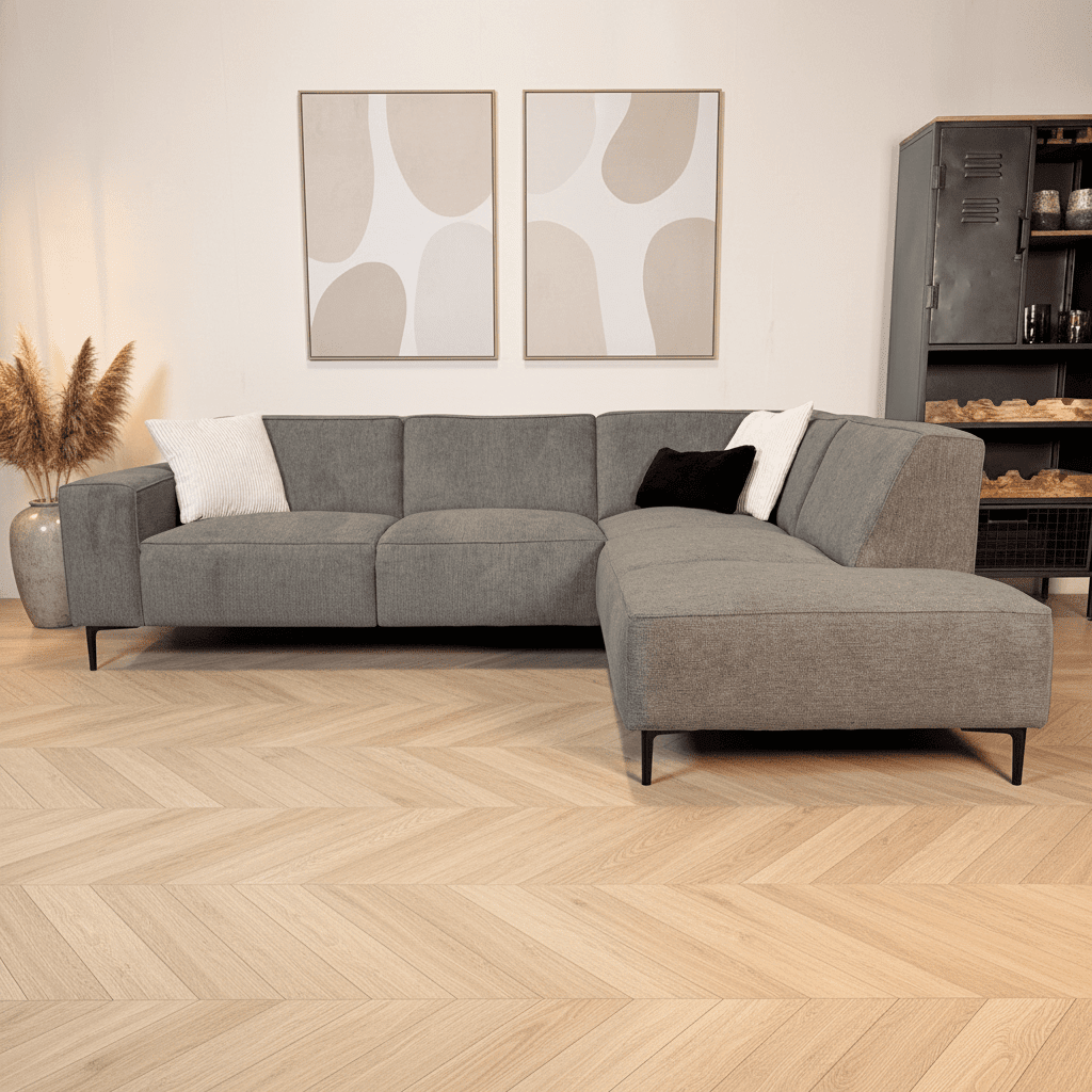 Ecksofa Taupefarbenes Chenille-meliertes Ravi – rechts