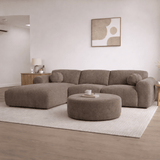 Banken - Hoekbank taupe chenille stof - 292x169 cm - Shane - links - Dimehouse