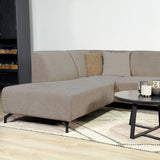 Ecksofa aus taupefarbenem Chenille-Stoff mit linker Chaiselongue Manon 