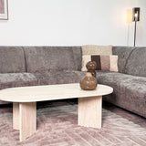 Ecksofa mit Chaiselongue in Taupe Chenille Stoff Manon - rechts 