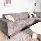 Ecksofa mit Chaiselongue in Taupe Chenille Stoff Manon - rechts 