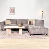 Ecksofa mit Chaiselongue in Taupe Chenille Stoff Manon - rechts 