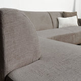 Ecksofa aus taupefarbenem Chenille-Stoff mit linker Chaiselongue Manon 