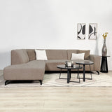 Ecksofa aus taupefarbenem Chenille-Stoff mit linker Chaiselongue Manon 