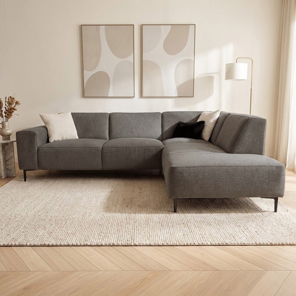Ecksofa Taupefarbenes Chenille-meliertes Ravi – rechts