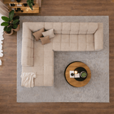 Banken - Hoekbank met lounge beige bouclé stof Nova - links - Dimehouse
