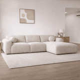 Ecksofa Beiger Chenillestoff – 292 x 169 cm – Shane – rechts