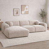 Ecksofa aus beigem Chenillestoff – 292 x 169 cm – Shane – links