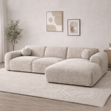Ecksofa Beiger Chenillestoff – 292 x 169 cm – Shane – rechts