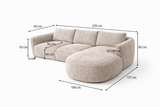 Ecksofa runde lange beige Samtstrukturstoff Dwayne - rechts