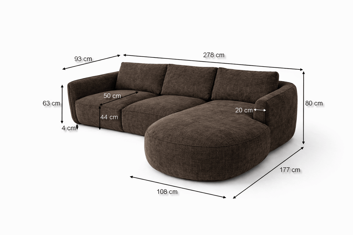 Ecksofa Chaiselongue mokka braun Strukturstoff Dwayne – rechts