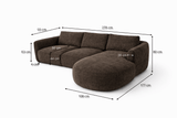 Ecksofa Chaiselongue mokka braun Strukturstoff Dwayne – rechts