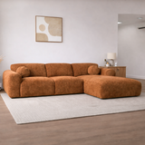 Hoekbank koper chenille stof met lounge Shane - rechts